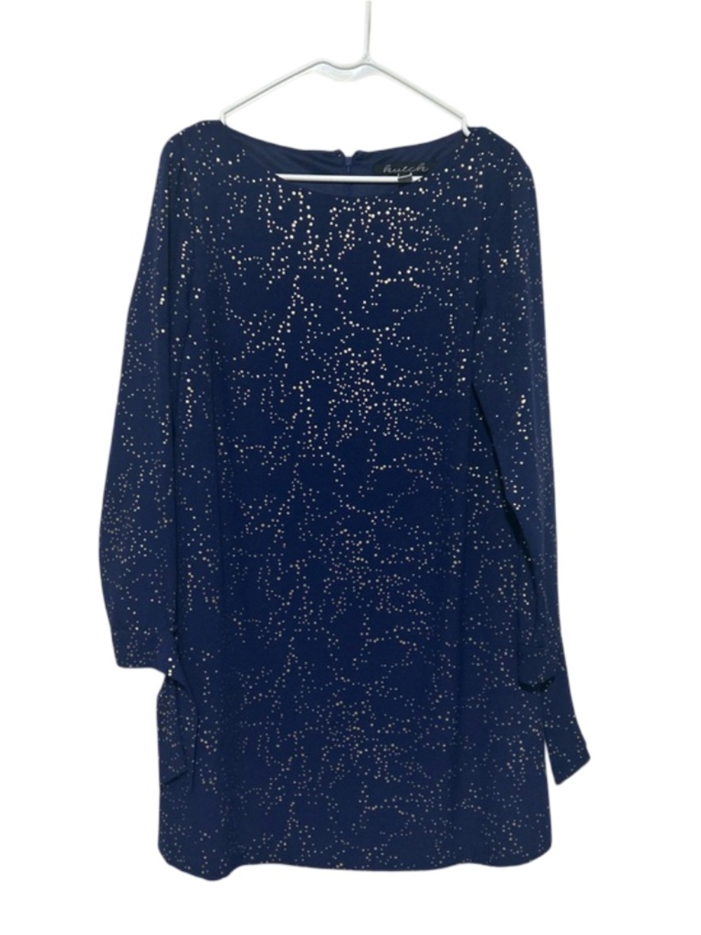 Anthropologie Hutch Navy Blue Gold Pattern Long Sleeve Print  Whimsical Dress